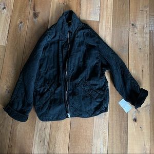 Free people xs quilted dolman jacket washed black nwt